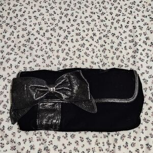 Hot Topic Black and Silver Clutch with Bow